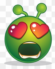 Smiley Green Alien Surprised Love - Emoji