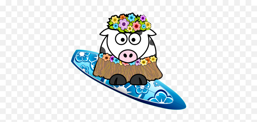 Surfer Cow Vector Image - Cartoon Cow Emoji,Cow Cake Emoji