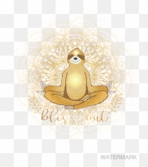 Meditating Golden Sloth Mandala Bliss Out - Cute Sloth Meditation Emoji,Sloth Emoji