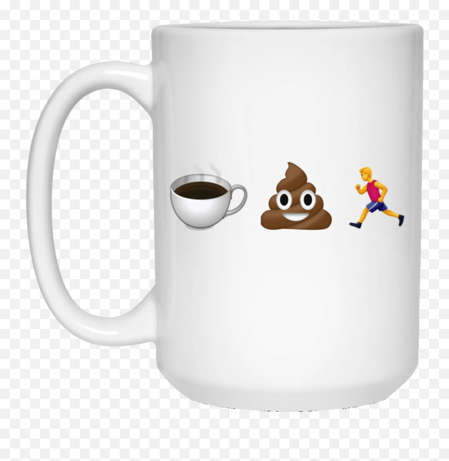 Coffee Poop Run Emoji Mug - Gray Cancer Awareness Ribbons,Male Sign Emoji
