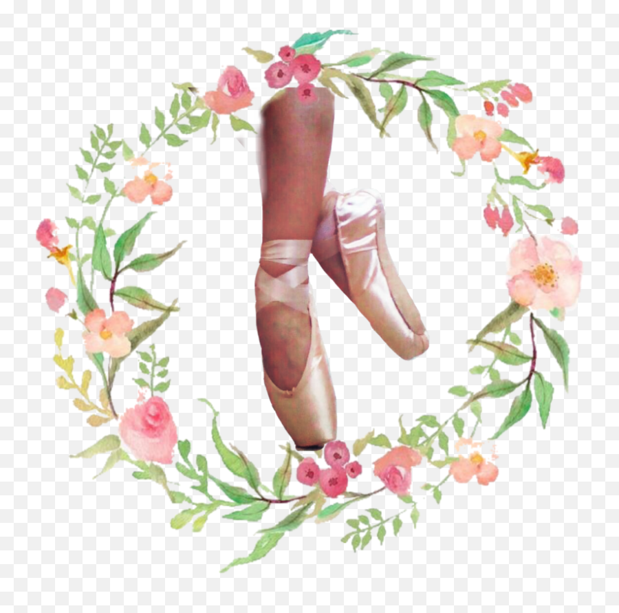 Pointeshoes Ballerina Ballet - Watercolor Wreath Flower Png Emoji,Ballet Emoji
