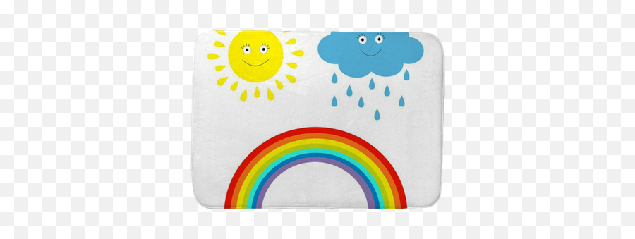 Cartoon Sun Cloud With Rain And - Free Template Clouds And Rainbow Kinder Classroom Emoji,Rainbow Emoticon