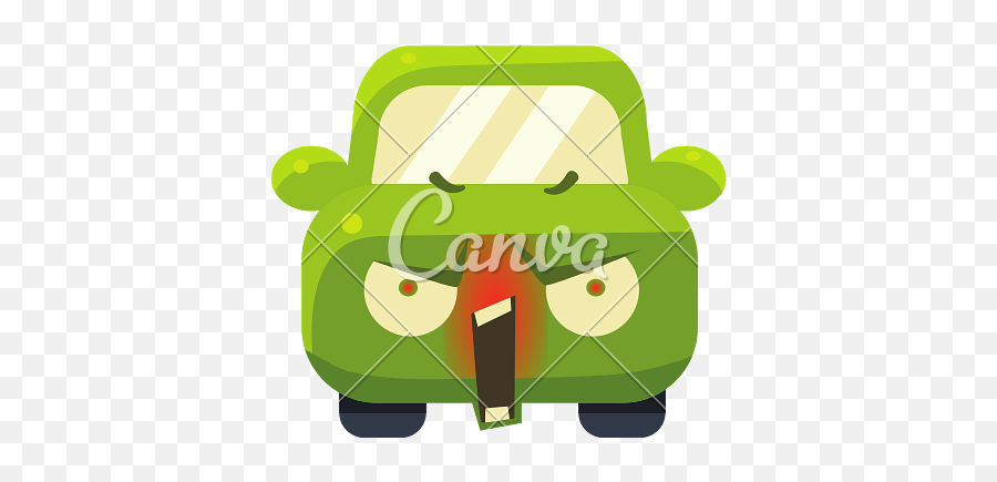 Enraged Green Car Emoji - Green Car Emoji,Enraged Emoji