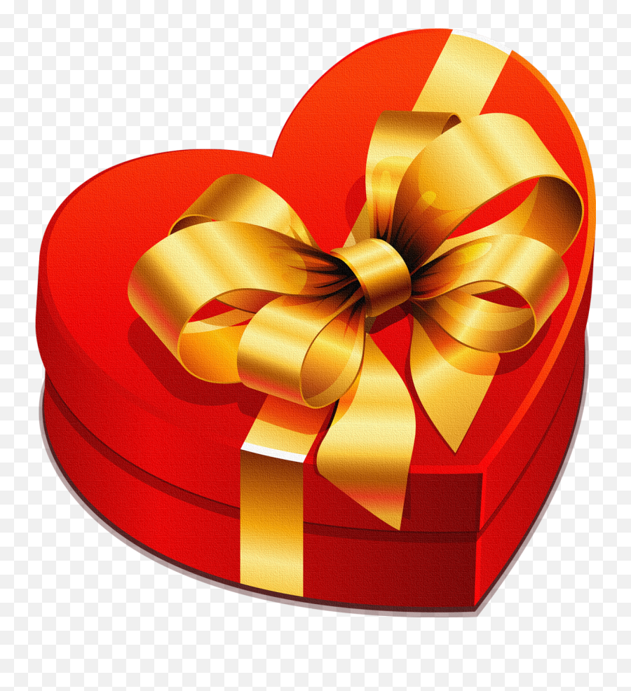 Gift Box With Gold Bow Clipart - Heart Gift Clipart Emoji,Gift Box Emoji