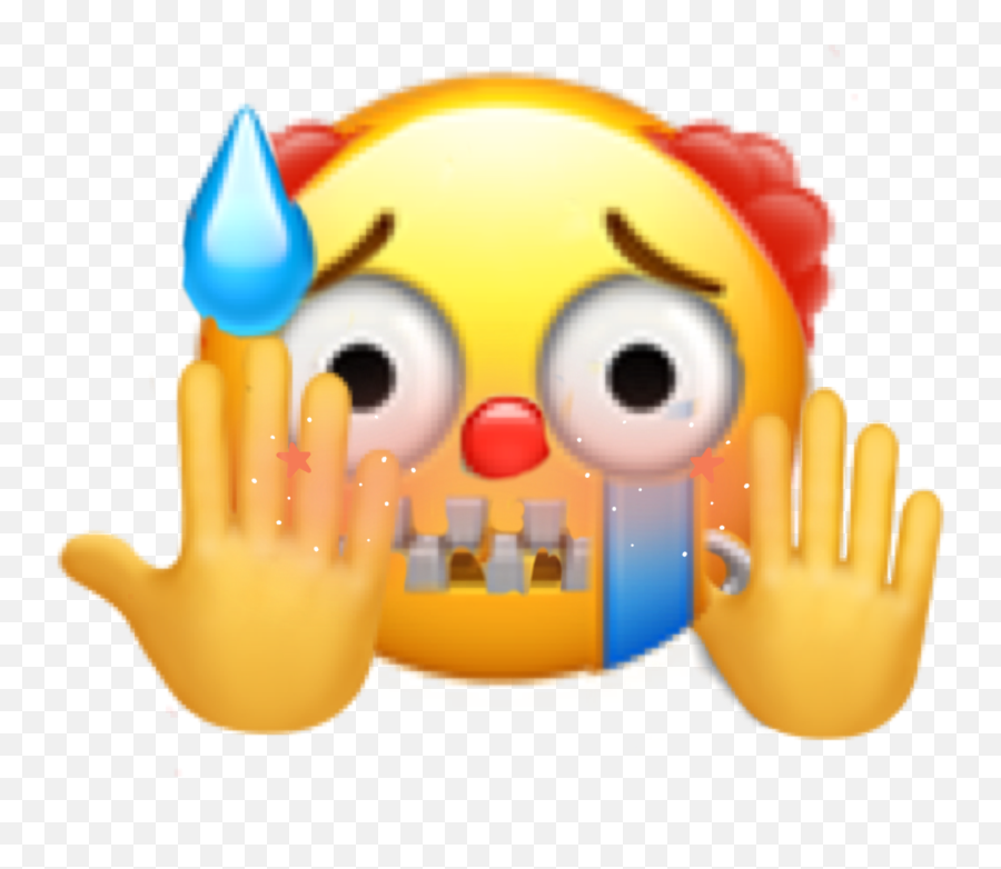 Freetoedit Hands Up Clown Crying Scock Emoji - Cartoon,Hands Over Head Emoji