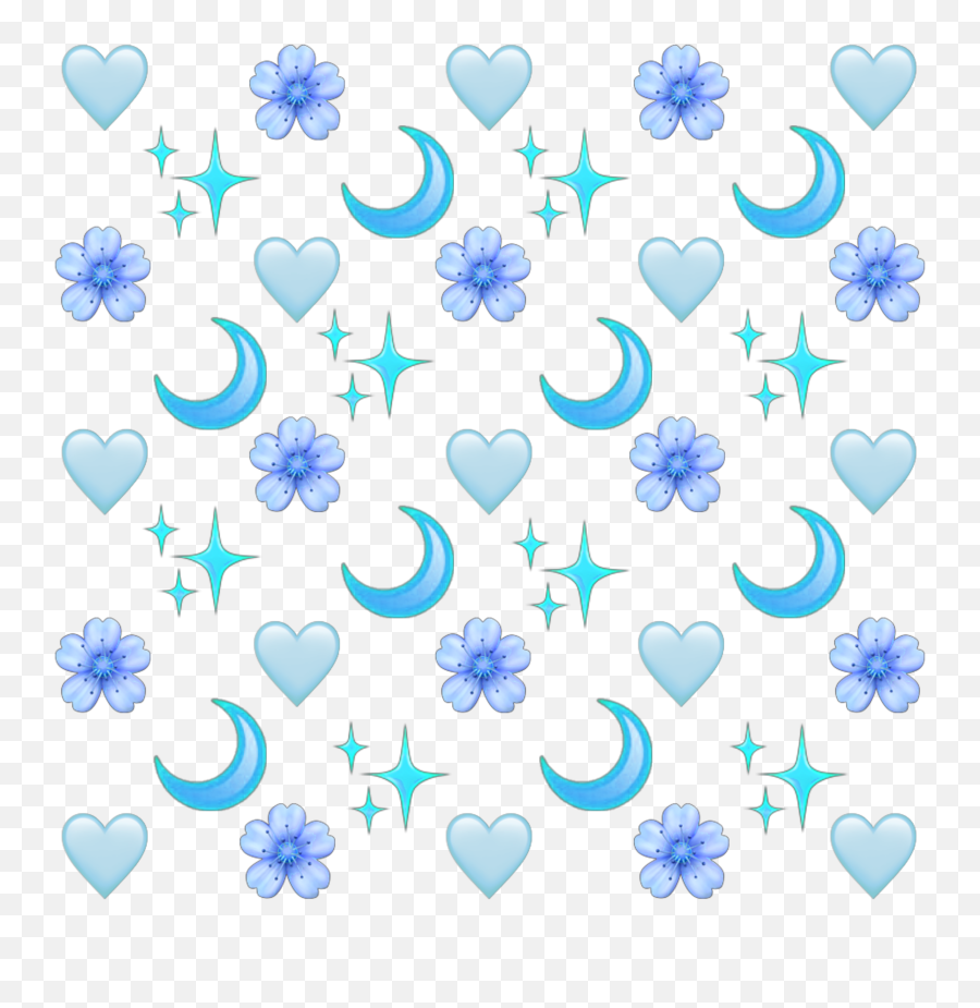 Blue Flower Sparkle Moon Sticker By Finjalorenzen - Girly Emoji,Heart Sparkle Emoji