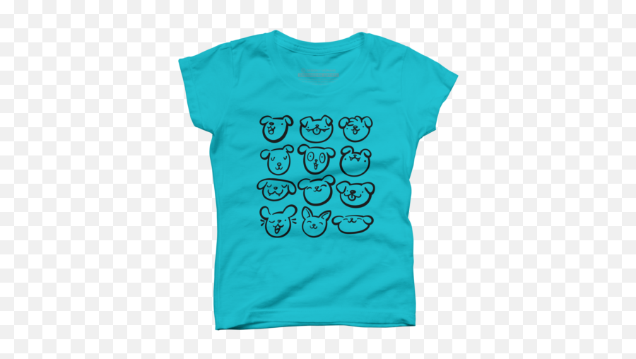 Blue Animals Girlu0027s T - Shirts Design By Humans Short Sleeve Emoji,Cat Cow Horse World Emoji