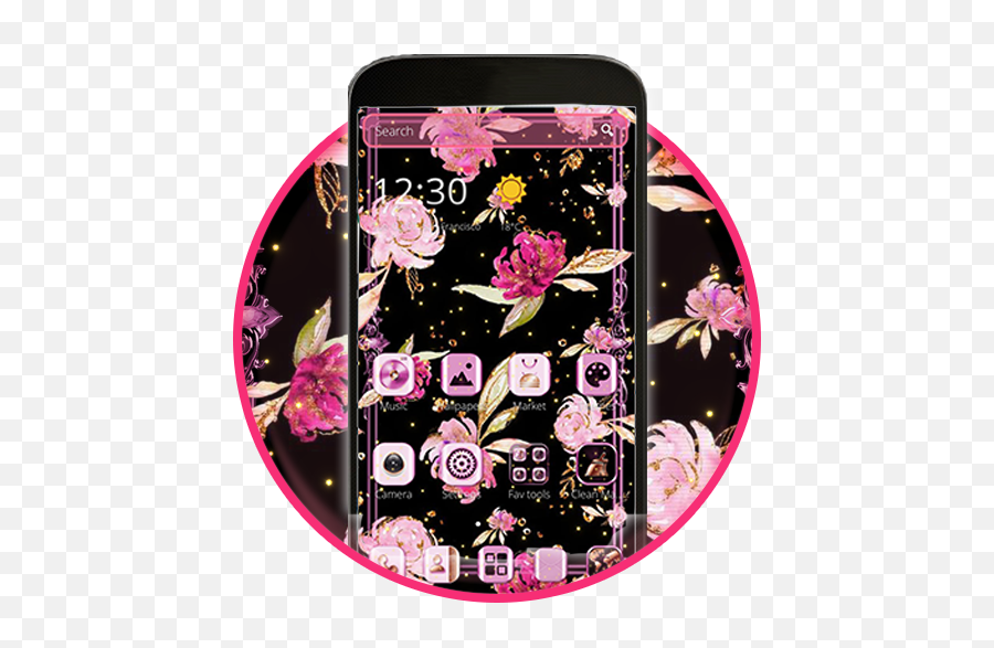 Amazoncom Salmon Spring Black Flower Theme Appstore For - Rose Emoji,Flower Emojis