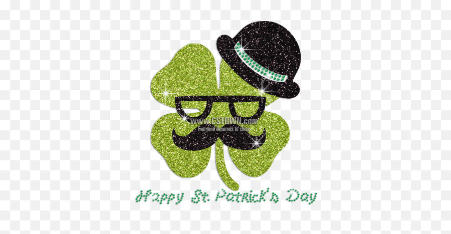 Glittering Mr Shamrock St Patricku0027s Day Iron On Rhinestone - Illustration Emoji,St Patrick's Day Emoji