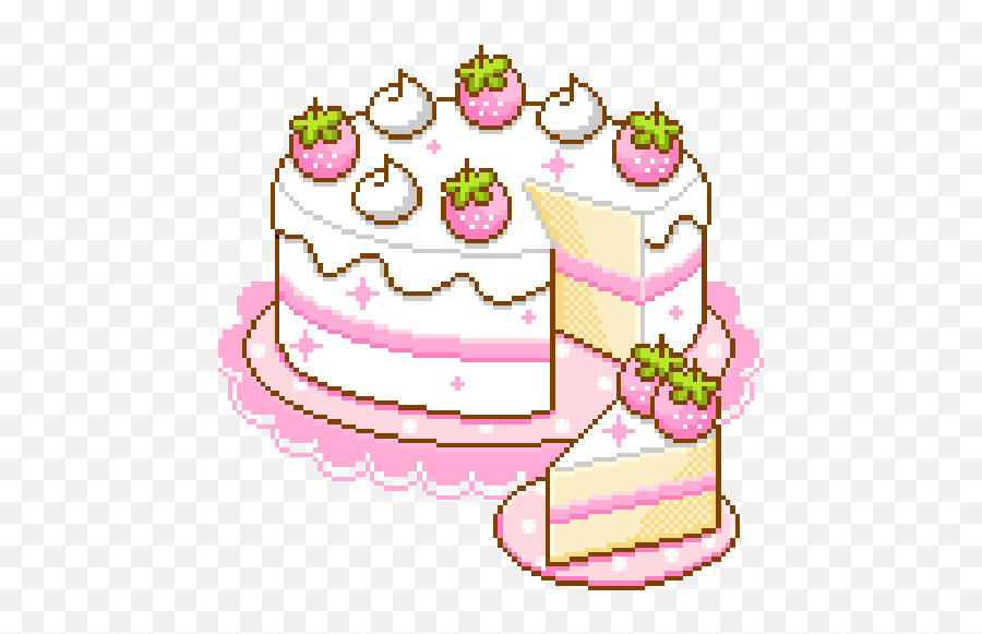 Stickers Transparent Cake Picture - Strawberry Cake Pixel Art Emoji,Cute Emoji Cakes