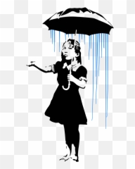 Banksy Girl In The Rain Sticker - Banksy Umbrella Girl Emoji,Urban Emoji