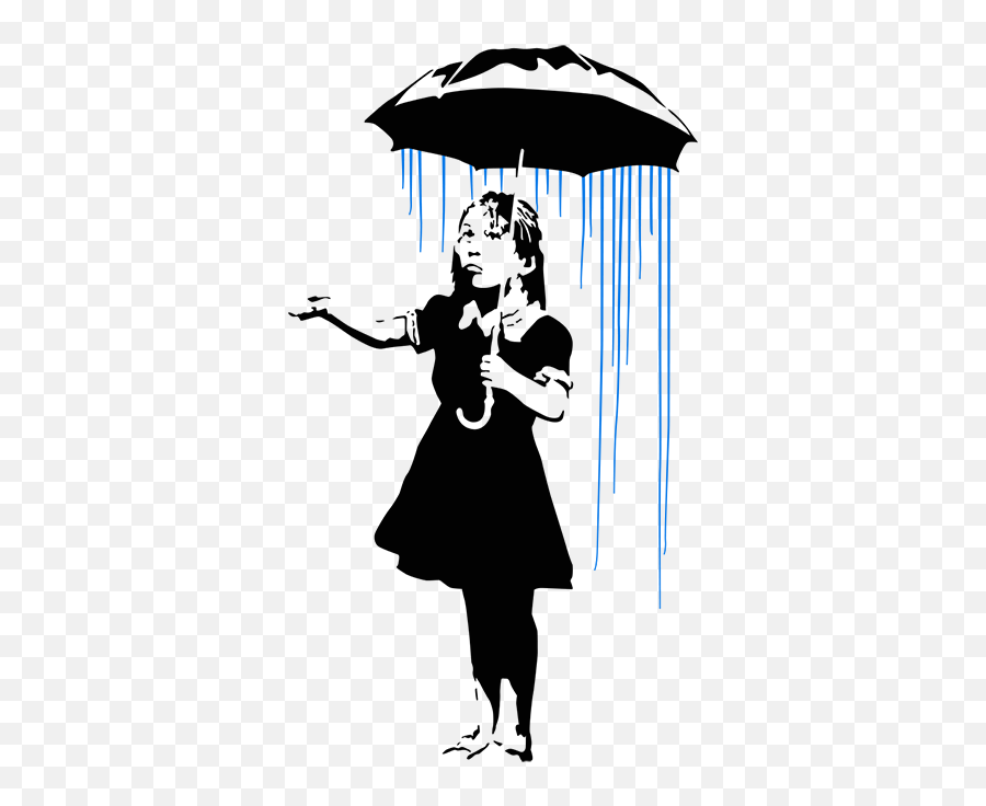 Banksy Girl In The Rain Sticker - Banksy Umbrella Girl Emoji,Urban Emoji