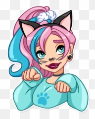 Pink Power - Telegram Sticker 2020 Cartoon girl drawing Stickers De Bts Con Corazones En La Cabeza Emoji