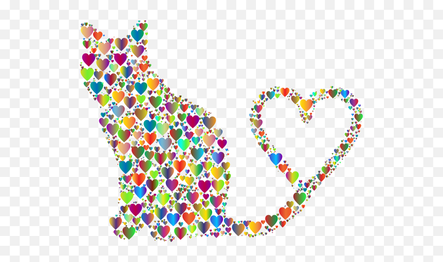 Cat 2 Silhouette Heart Tail Hearts 4 - Happy 50th Birthday Cat Emoji,Kitty Emoji