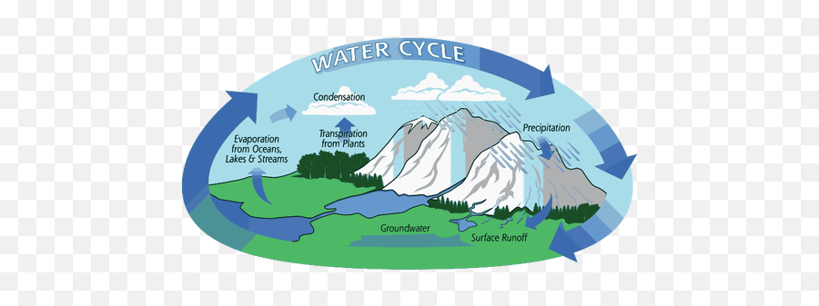 Water Cycle Vector Illustration - Water Cycle Emoji,Flag Mountain Ski Emoji