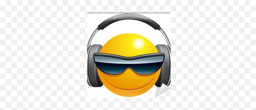 Emoticon Dj Wall Mural Pixers - Emoji With Sunglasses And Headphones,Dj Emoticon