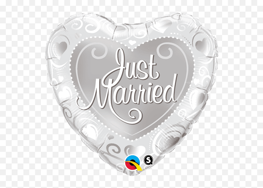 18 Just Married Hearts Silver Qualatex Foil Balloon U2014 Edu0027s - Cuori Intrecciati Sposi Emoji,Married Emoji