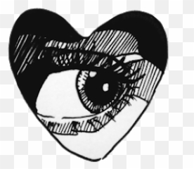Heart Eye Black White Tumble Drawing - Grunge Transparent Aesthetic Png Emoji