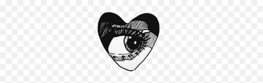 Heart Eye Black White Tumble Drawing - Grunge Transparent Aesthetic Png Emoji,Heart Eye Emoji Black And White