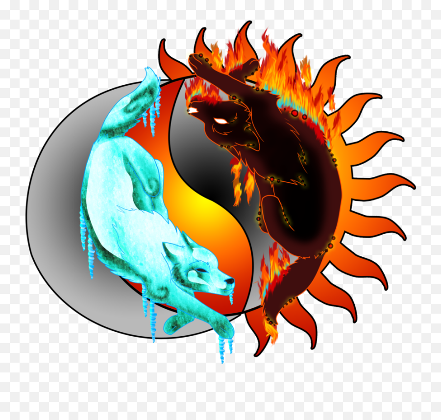 Fire Wolf Wallpaper Image - Fire And Ice Yin Yang Wolves Emoji,Wolf Emoji Iphone
