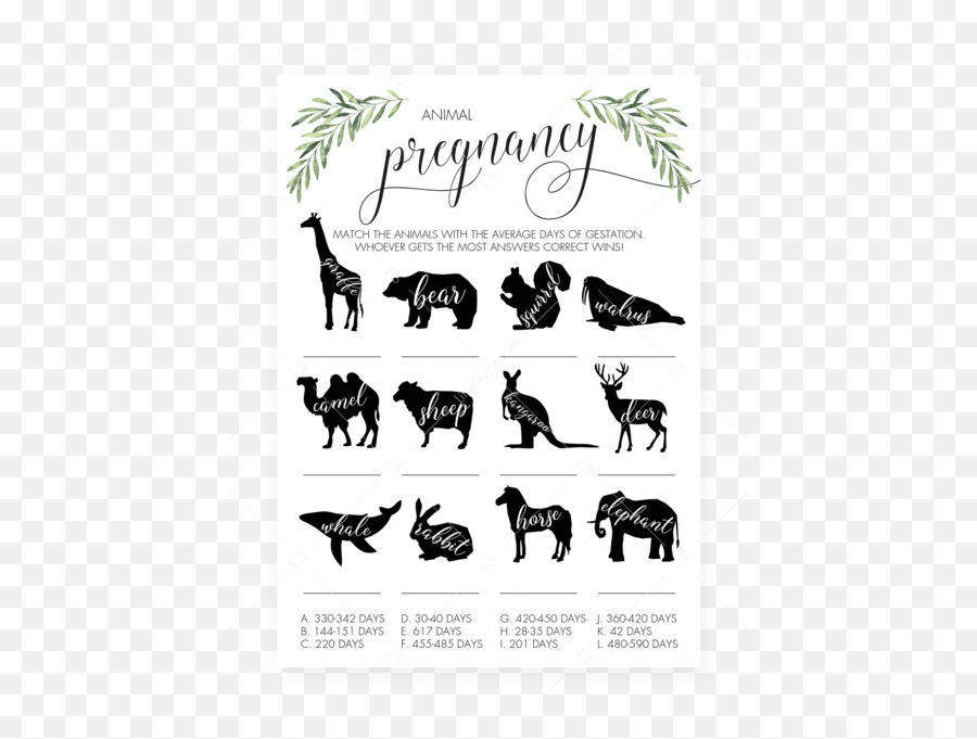 Animal Pregnancy Game Gender Neutral Baby Shower - Animal Figure Emoji,Pregnant Emoji Png