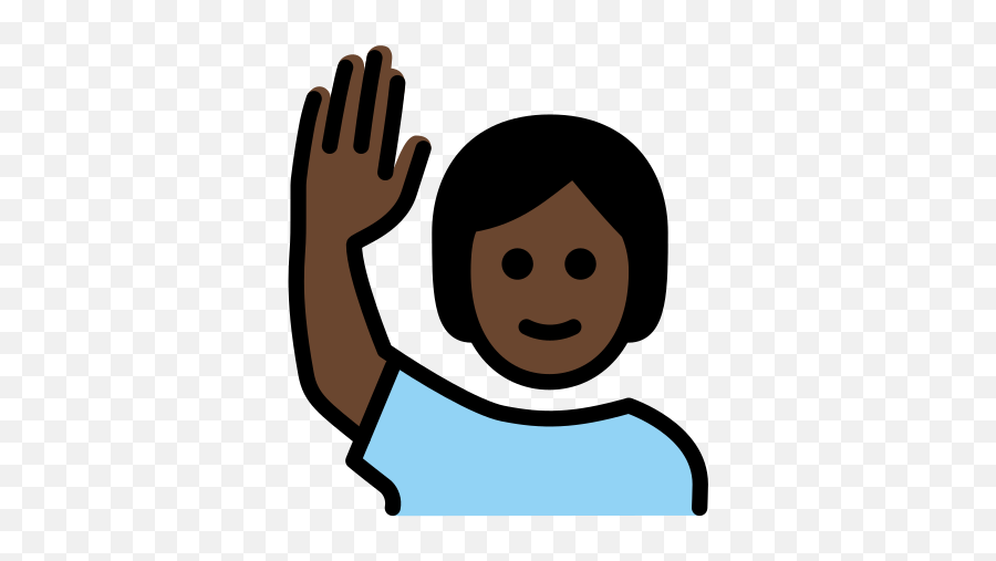 Person Raising Hand Dark Skin Tone Emoji - Emoji Raising One Hand,Stone Head Emoji