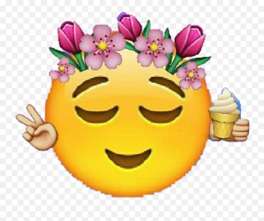 Emoji Emotions Flower Peace Ice Hipsterspirits Smile - Cute Emojis,Ice Emoji