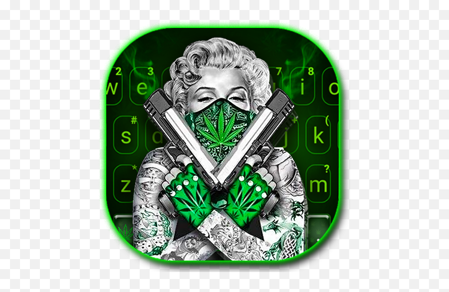 Gun Weed Cool Lady Keyboard - Marilyn Monroe Gangster Weed Emoji,Weed Symbol Emoji