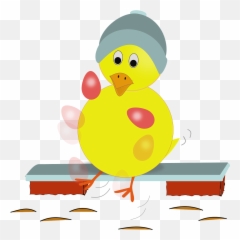 Juggling Duckling Chick Bench Chicken - Pollos Malabaristas Emoji