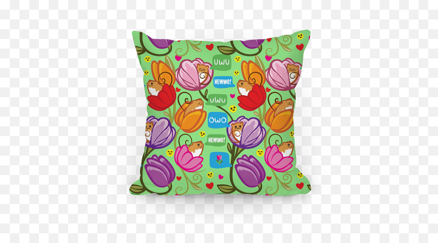 Harvest Mice Emoji Floral Pattern Throw Pillow - Cushion,100 Emoji Transparent