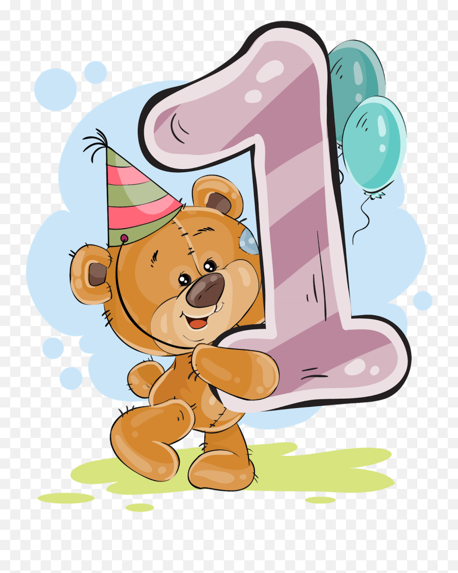 Números Con Osito Cumpleañero - Cartoon Teddy Bear Birthday Emoji,Bizcochos De Emoji