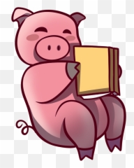 Pig Reading Book - Cartoon Clipart Full Size Emoji