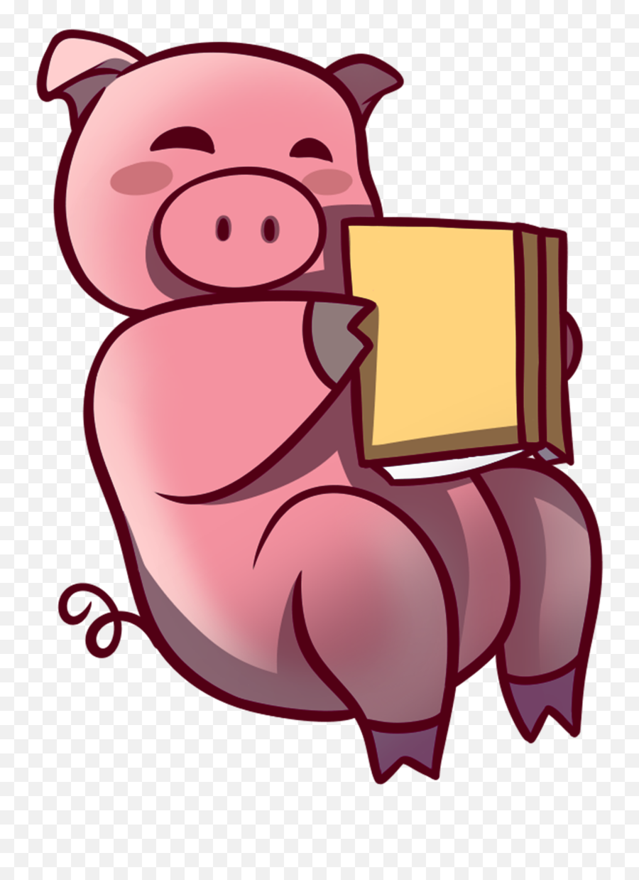 Pig Reading Book - Cartoon Clipart Full Size Clipart Reading Pig Clipart Emoji,Emoji Reading A Book