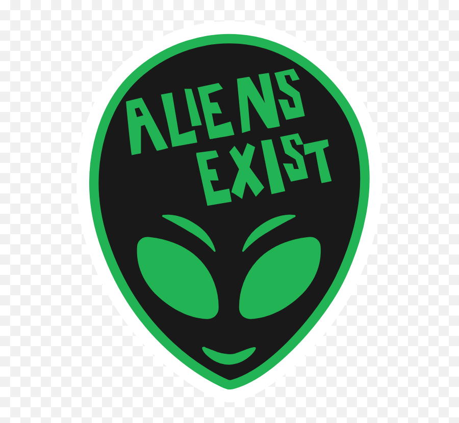 Green Alien With Aliens Exist Sign Sticker - Sticker Mania Circle Emoji,Blue Circle And Alien Emoji
