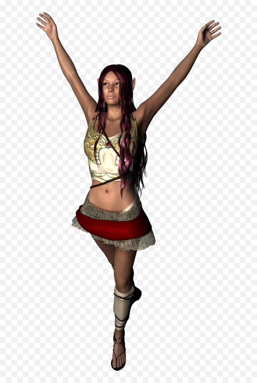Girl Woman Warrior Elven 3d - Belly Dance Emoji,Dancing Girl Emoji Costume