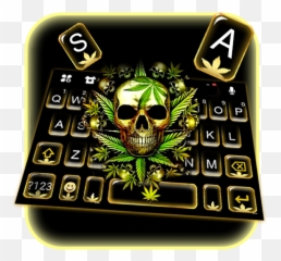 Golden Skull Weed Keyboard Theme - Tattoo Cannabis Skull Emoji,Pot Leaf Emoji Copy And Paste