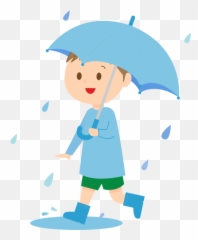 Publicdomainq Rain - Boy With Umbrella Clipart Emoji