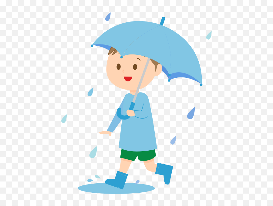 Publicdomainq Rain - Boy With Umbrella Clipart Emoji,10 Umbrella Rain Emoji