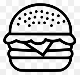Hamburger Burger Food Junk Beef Chicken - Png Black And White Emoji