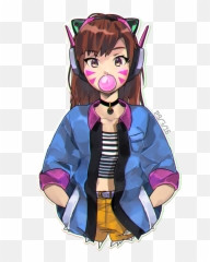 Gum Clipart Hair Clipart Gum Hair - D Va Overwatch Emoji,Dva Emoji