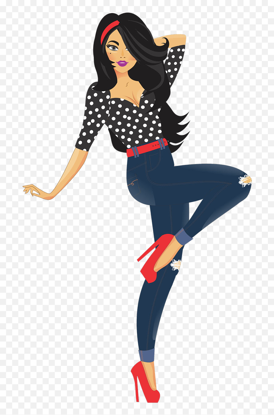 Pinup Retro Sketch Fashion Woman - If You Can T Get A Girlfriend Emoji,Is There An Eiffel Tower Emoji