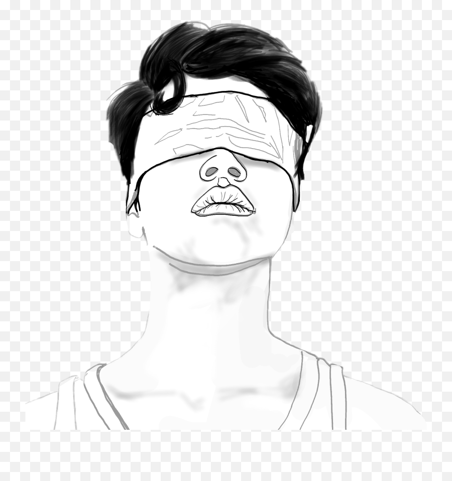 Blindfolded Boy Tshirt Drawing Sketch - Drawing Emoji,Blindfolded Emoji