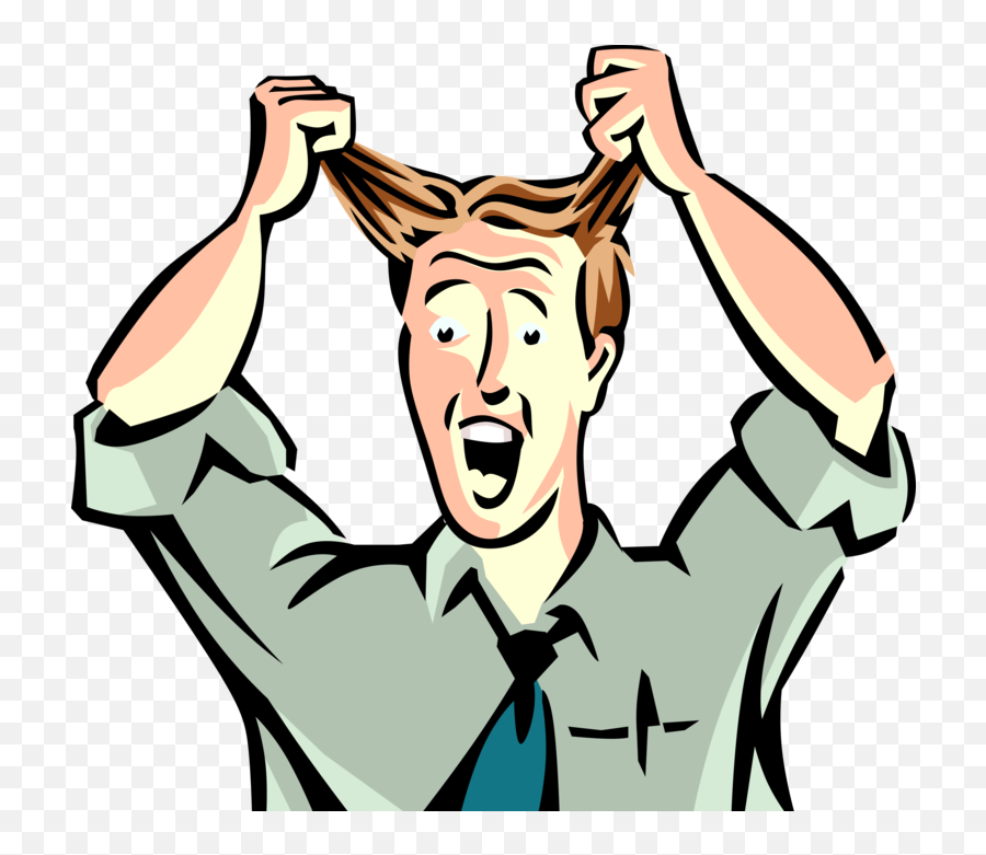 Download Vector Illustration Of Frustrated Businessman - Man Pulling His Hair Out Transparent Emoji,Pulling Hair Out Emoji