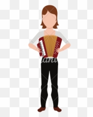 Female Avatar Playing An Accordion - Illustration Emoji