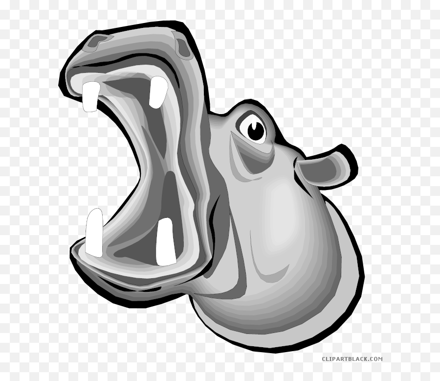Clipartblack Com Free Black White - Hippo Open Mouth Cartoon Emoji,Free African American Emojis