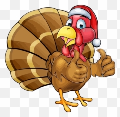 Cartoon Rooster For Thanksgiving Turkey - Turkey In A Santa Hat Emoji,Rooster Emoticon