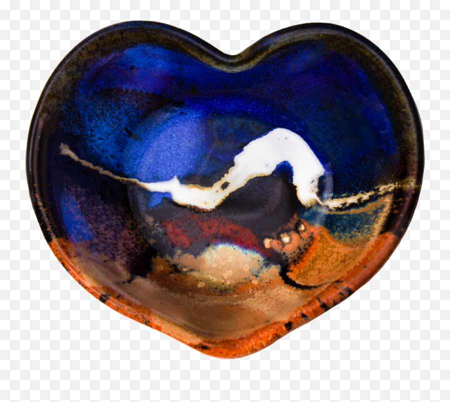 Orange Heart Png - Cobalt Blue And Toasted Orange Heart Bowl Lovely Emoji,Orange Heart Emoji