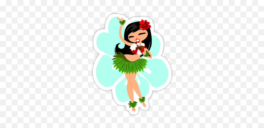 Hula Girl T - Cute Hula Girl Cartoon Emoji,Hula Girl Emoji