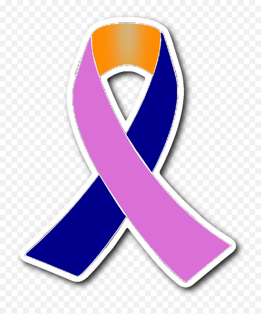 Dark Blue Orange And Orchid Awareness Ribbon Sticker - Blue Orange And Purple Ribbon Emoji,Heart With Blue Ribbon Emoji