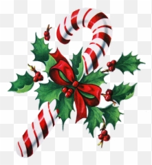 Pin Na Christmas - Candy Cane With Holly Clip Art Emoji